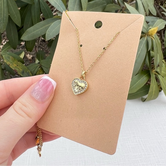 Michael Kors Gold Mini 16" Crystal Heart Pendant Necklace - Picture 4 of 7